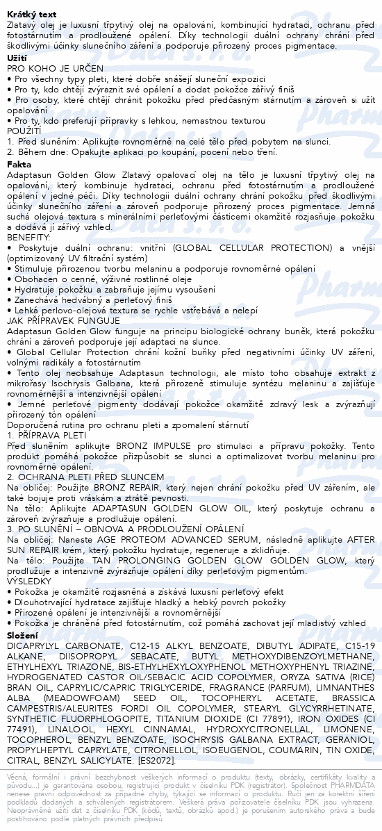 ESTHEDERM Adaptasun GoldenGlow body oil 125ml