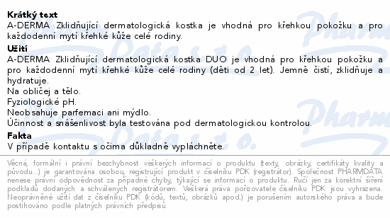 A-DERMA Zklidňující dermatologická kostka DUO 100g