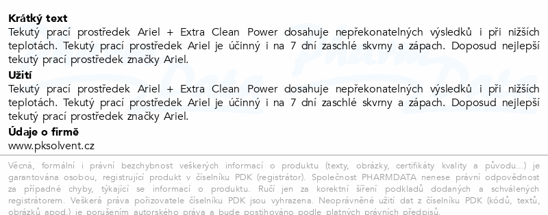 Ariel Plus Extra Stain Removal gel na praní 2250ml