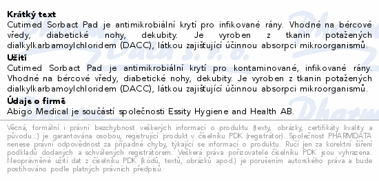 Cutimed Sorbact Pad antimikr.komprese 10x20cm 20ks