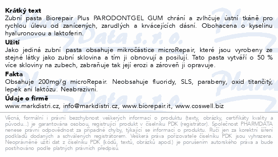 Biorepair Plus zubní pasta Parodentgel Gum 75ml
