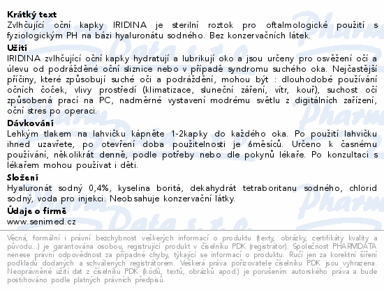 IRIDINA zvlhčující oční kapky 10ml
