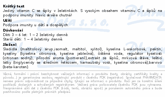 GS Céčko se šípky želatinky bez cukru 50ks