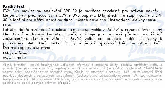 Eva Sun emulze na opalování SPF30 120ml