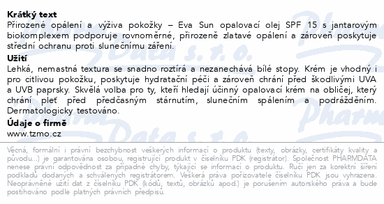 Eva Sun olej na opalování SPF15 150ml