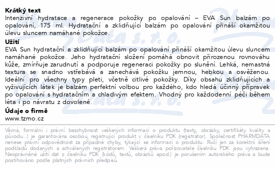 Eva Sun hydratační balzám po opalování 175ml
