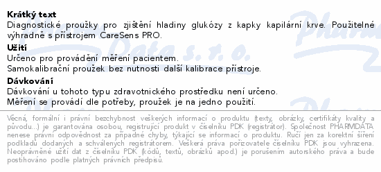 CareSens PRO testovací proužky 50ks