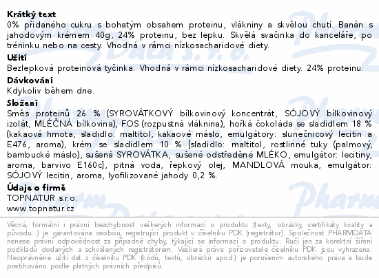 Topnatur Protein tyčinka banán-jahod.krém 40g