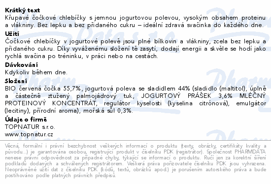 Topnatur SLIM&FIT čočkové chlebíčky jogu.poleva70g