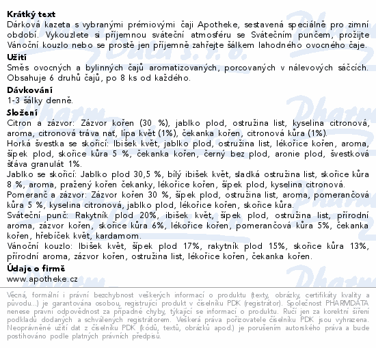 Apotheke Dárko.kolekce čajů Veselé Vánoce 48sáčků