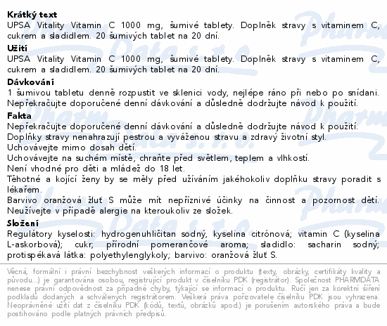 UPSA Vitamin C 1000mg šumivé tbl.20