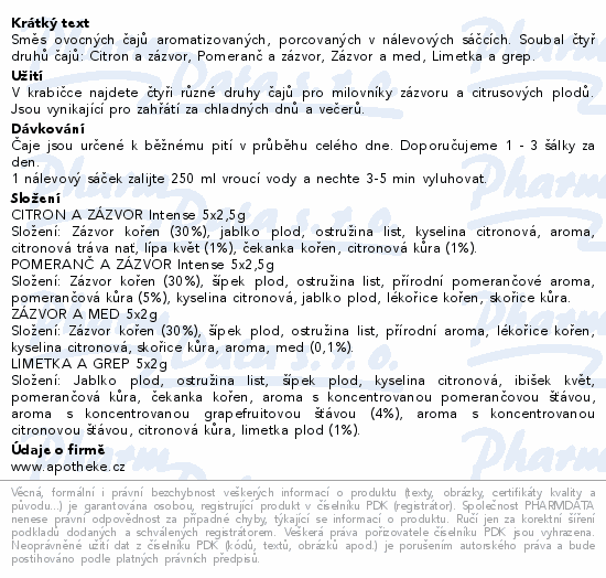 Apotheke Premier Zázvorovo citrusové čaje 20 sáčků