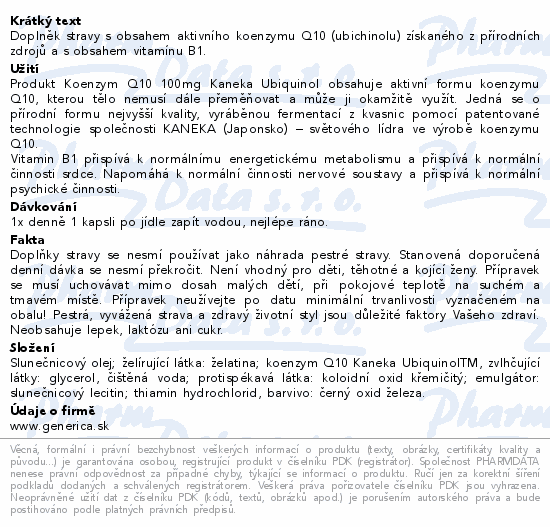 Koenzym Q10 100mg Kaneka Ubiquinol cps.30 Generica