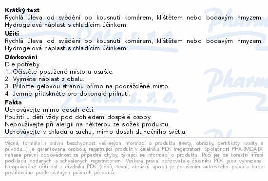 Zklidňující náplast po kousnutí hmyzem pr.9cm 12ks
