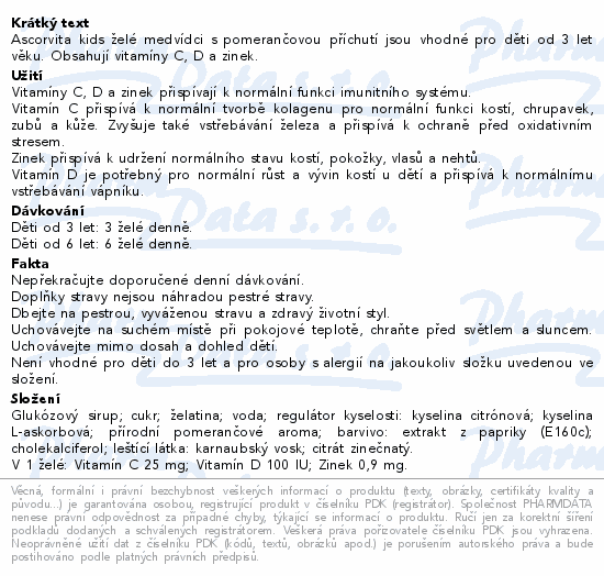 Ascorvita Kids želé medvídci 60ks