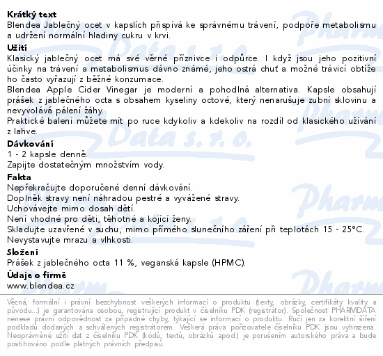 Blendea Apple Cider Vinegar cps.60