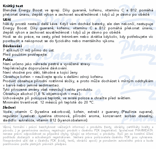 Blendea Energy Boost sprej cola 10ml