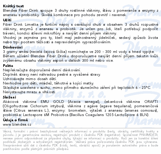 Blendea Fiber Drink limetka 90g