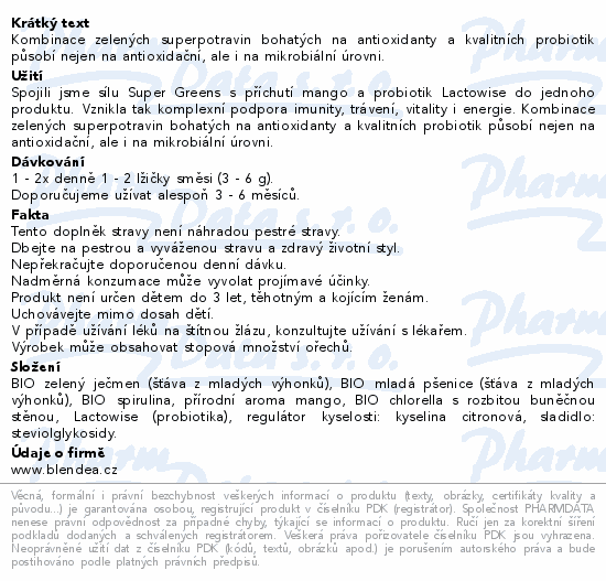 Blendea Super Greens Probio+ mango 90g