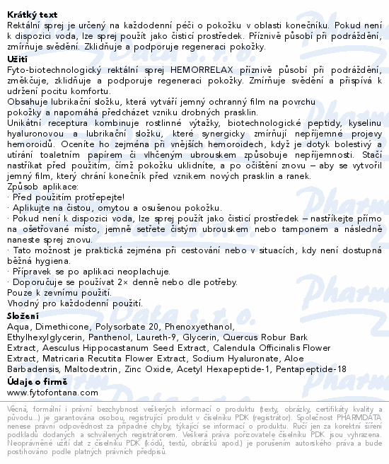 Fytofontana HEMORRELAX rektální sprej 50ml