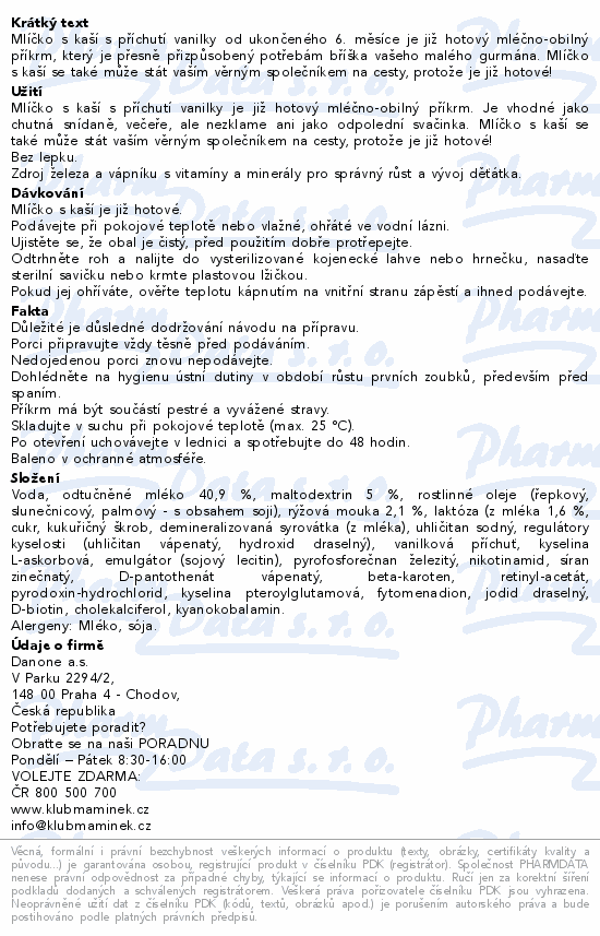 Hami Mlíčko s kaší s příchutí vanilka 4x250ml 6m+