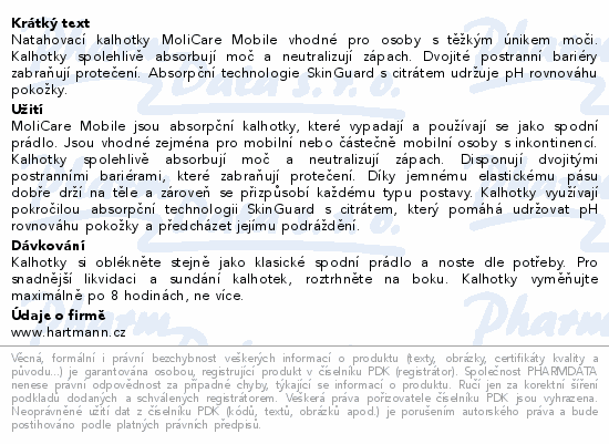 Hartmann MoliCare Mobile absorpční kalh. 8k S 14ks