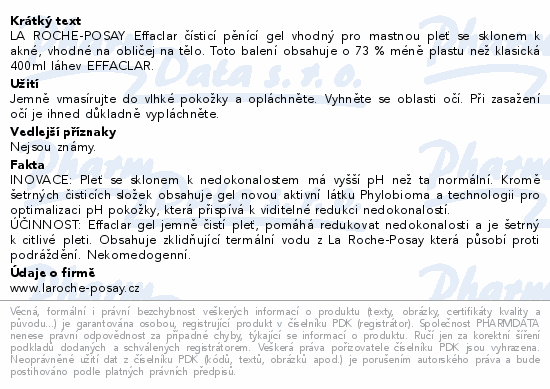 LA ROCHE-POSAY EFFACLAR čisticí gel refill 400ml
