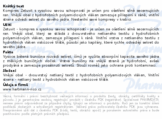 Hartmann Zetuvit E savé kompresy 10x10cm 50ks