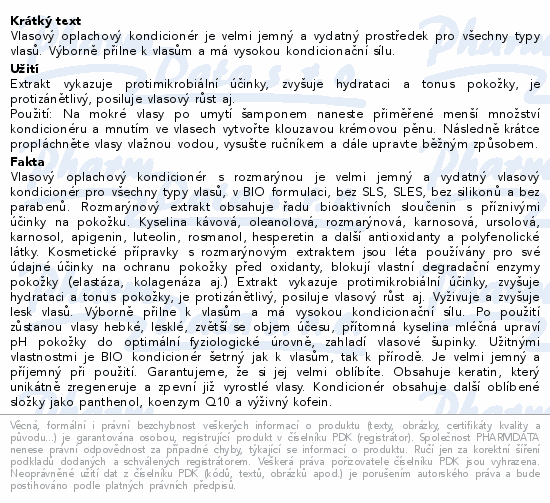 BIO BIONE Rozmarýnovy elixír kondicionér 260ml