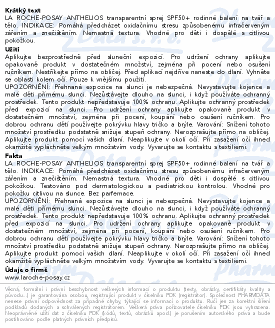 LA ROCHE-POSAY ANTHELIOS family sprej SPF50+ 300ml