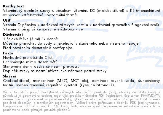 Adelle Davis Lipozomal vitamin D3+K2 200ml