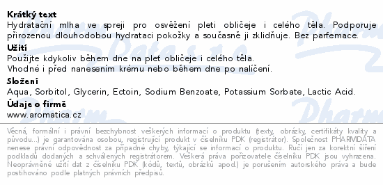 AROMATICA Hydratační mlha s ectoinem 100ml