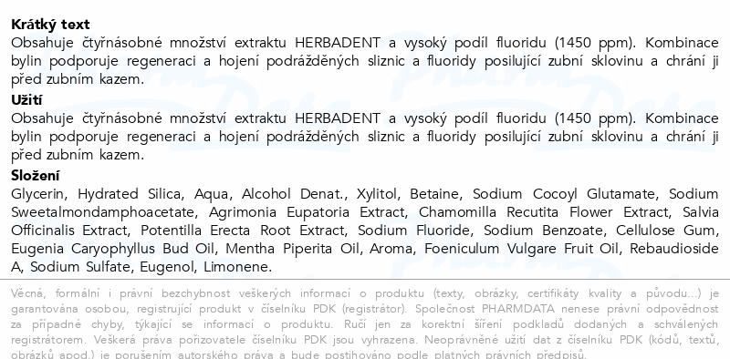 HERBADENT FORTE zubní pasta z bylin 75g