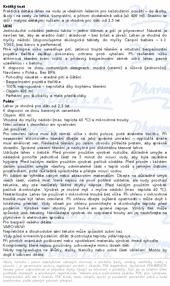 Canpol babies Lahev pro děti JUNIOR 400ml růžová
