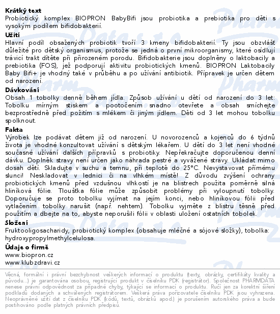 Biopron BabyBifi probiotika pro děti tob.30