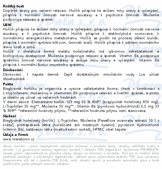 Magnesium Sleep L-Tryptofan Mučenka B6 cps.100