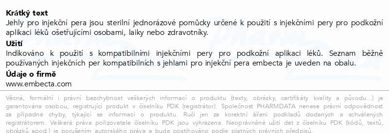 Embecta Jehly pro injekční pera 12.7mm 29G 100ks