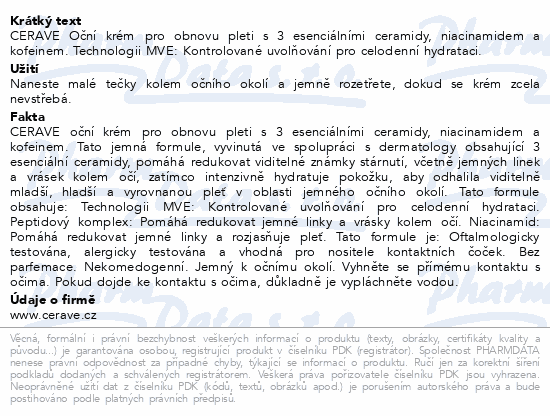 CeraVe Obnovující oční krém14ml