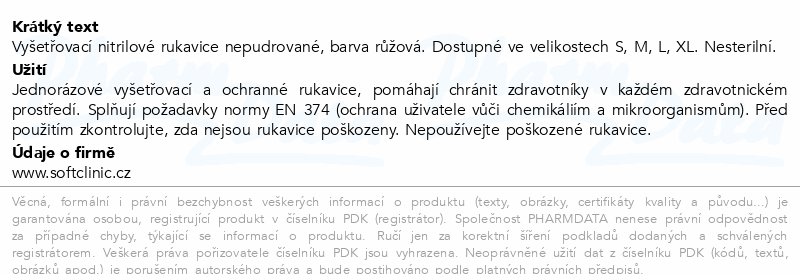 SOFTCLINIC Nitril ruk.vyšetř.nepudr.růžové L 100ks