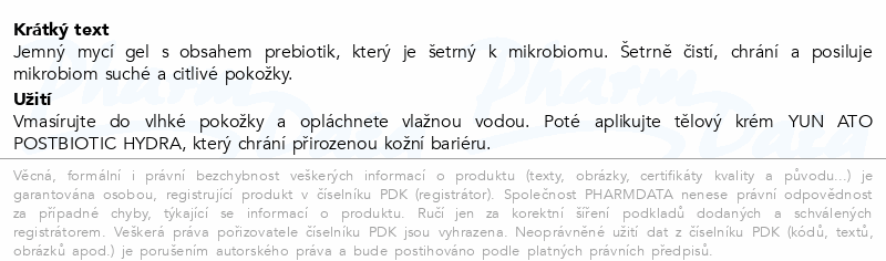 YUN ATO prebiotický mycí gel 200ml