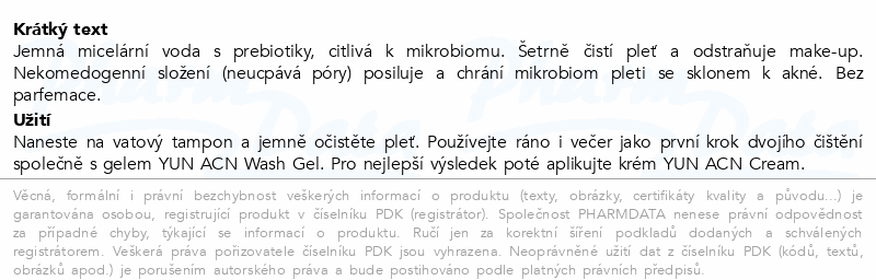 YUN ACN prebiotická micelární voda 200ml