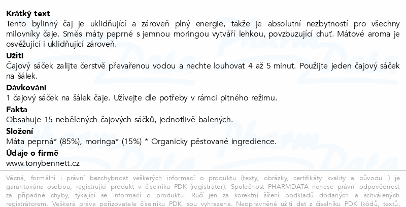 Higher Living byl.čaj Máta s moringou BIO 15x1.46g
