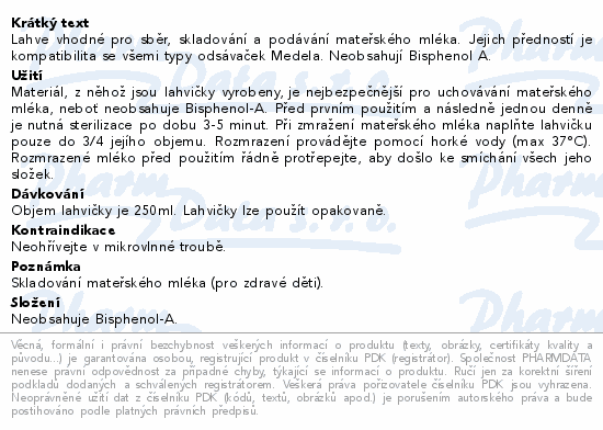 Medela sada lahviček na uskladnění mléka 250ml 2ks