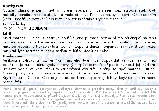 Cuticell Classic mastný tyl 5x5cm 50ks