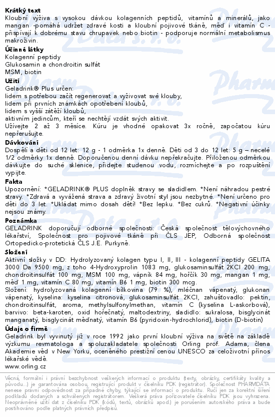 Geladrink Plus+ práškový nápoj citrón 340g