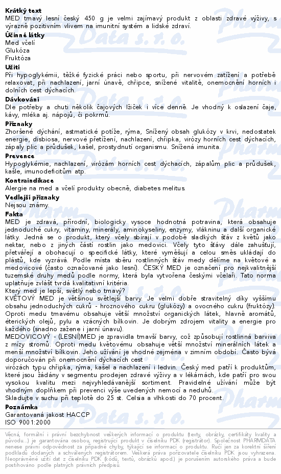 MED LESNÍ český bucláček Dr.Bojda 400g