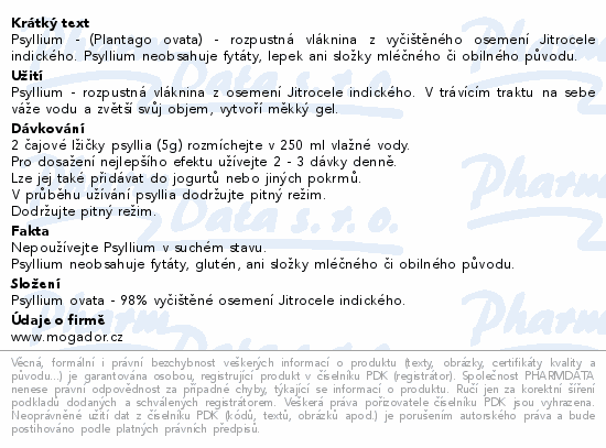 Psyllium vláknina 250g+10% ZDARMA krabička