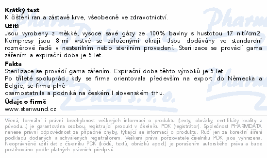 Gáza hydr.kompr.ster.10x10cm/5ks Steriwund