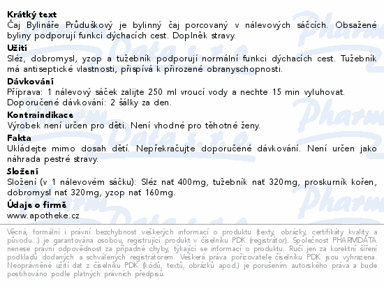 Čaj Bylináře Průduškový 40x1.6g