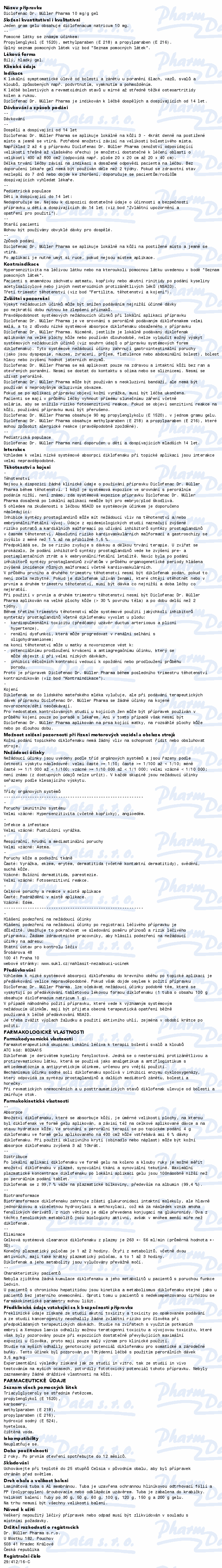 Diclofenac Dr.Müller Pharma 10mg/g gel 60g